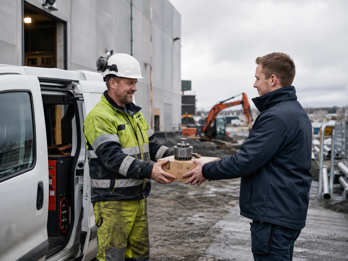 Materiell overleveres ved en byggeplass